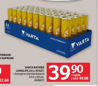 Selgros VARTA BATERIE LONGLIFE AA x 40 SZT. oferta