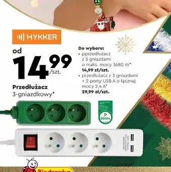 Biedronka Przedłużacz 3-gniazdkowy HHYKKER oferta