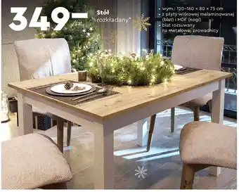 Biedronka Stół rozkładany wym.: 120-160 x 80 x 75 cm oferta