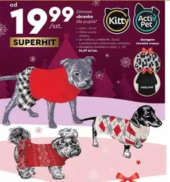 Biedronka Zimowe ubranko dla pupila rozm.: XS-M różne wzory oferta
