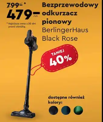 Biedronka Bezprzewodowy odkurzacz pionowy Berlinger Haus Black Rose oferta