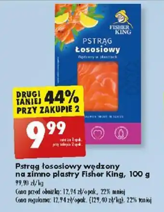 Biedronka Pstrąg łososiowy wędzony na zimno plastry Fisher King, 100 g oferta