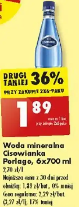 Biedronka Woda mineralna Cisowianka Perlage, 6x700 ml oferta
