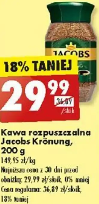 Biedronka Kawa rozpuszczalna Jacobs Krönung, 200 g oferta