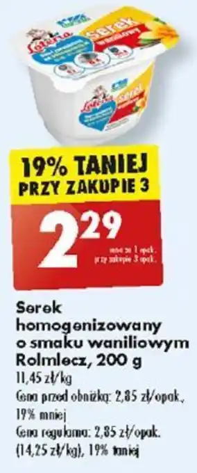 Biedronka Serek homogenizowany o smaku waniliowym Rolmlecz, 200 g oferta