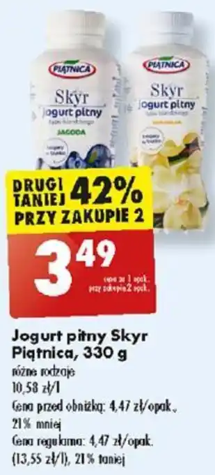 Biedronka Jogurt pitny Skyr Piątnica, 330 g oferta