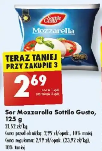 Biedronka Ser Mozzarella Sottile Gusto, 125 g oferta