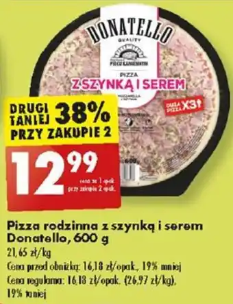 Biedronka Pizza rodzinna z szynką i serem Donatello, 600 g oferta