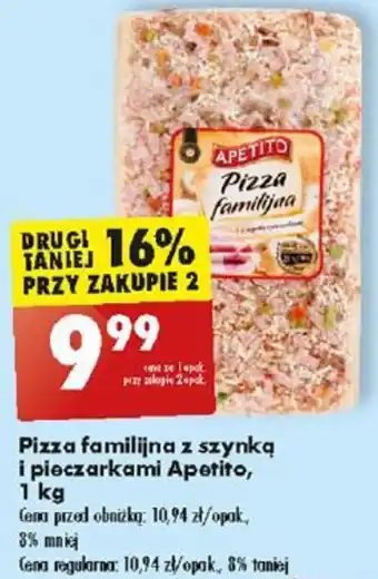 Biedronka Pizza familijna z szynką i pieczarkami Apetito, 1 kg oferta