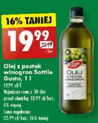 Biedronka Olej z pestek winogron Sottile Gusto, 1 L oferta