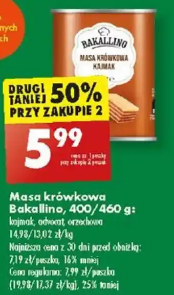 Biedronka Masa krówkowa Bakallino, 400/460 g oferta