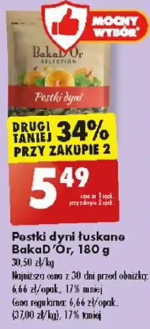 Biedronka Pestki dyni łuskane BakaD'Or, 180 g oferta