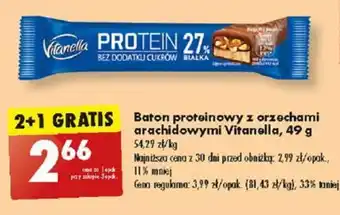 Biedronka Baton proteinowy z orzechami arachidowymi Vitanella, 49 g oferta