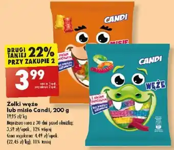 Biedronka Żelki węże lub misie Candi, 200 g oferta