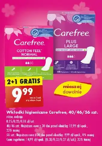 Wkładki higieniczne Carefree, 40/46/56 szt.