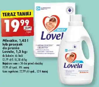 Biedronka Mleczko, 1,45 L lub proszek do prania Lovela, 1,3 kg oferta
