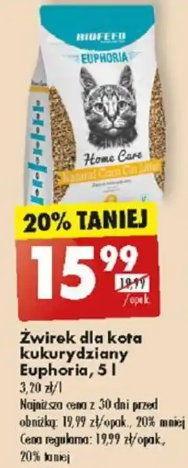Biedronka Żwirek dla kota kukurydziany Euphoria, 5 L oferta