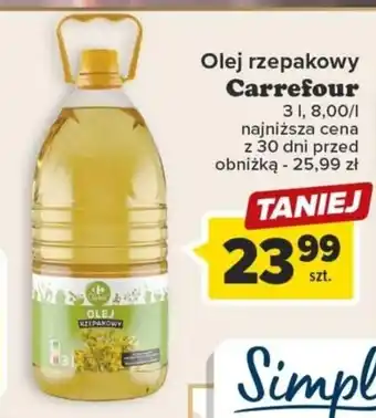 Carrefour Olej rzepakowy Carrefour 3l oferta