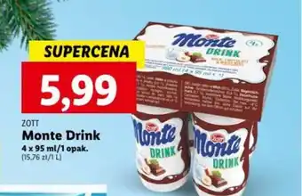 Lidl ZOTT Monte Drink 4 x 95 ml oferta