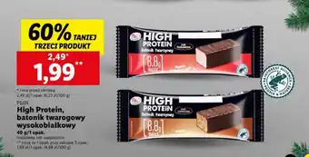 Lidl PILOS High Protein, batonik twarogowy wysokobiałkowy 40 g oferta