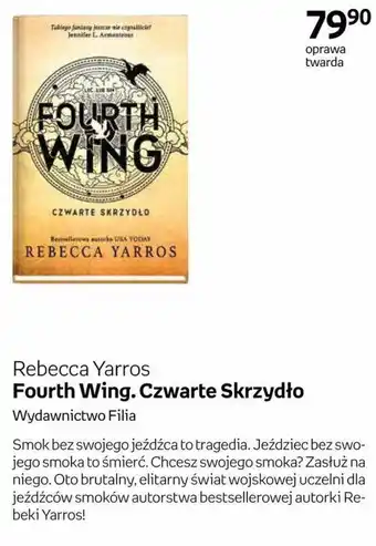 Empik Książka Rebecca Yarros Fourth Wing. Czwarte Skrzydło Wydawnictwo Filia oferta