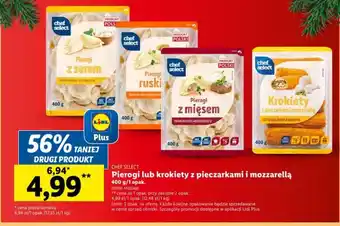 Lidl CHEF SELECT Pierogi lub krokiety z pieczarkami i mozzarellą 400g oferta