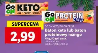 GO ON KETO GO ON CRISP Baton keto lub baton proteinowy mango 45 g, 50 g