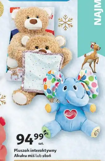Auchan Pluszak interaktywny Akuku miś lub słoń oferta