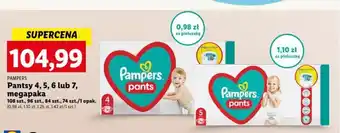 Lidl PAMPERS Pantsy 4, 5, 6 lub 7, megapaka 108 szt. 96 szt. 84szt. 74szt. oferta