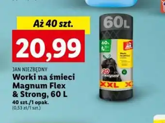 Lidl JAN NIEZBĘDNY Worki na śmieci Magnum Flex & Strong, 60 L oferta
