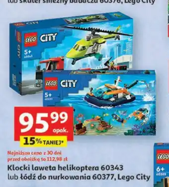 Auchan Klocki laweta helikoptera 60343 lub łódź do nurkowania 60377 Lego City oferta
