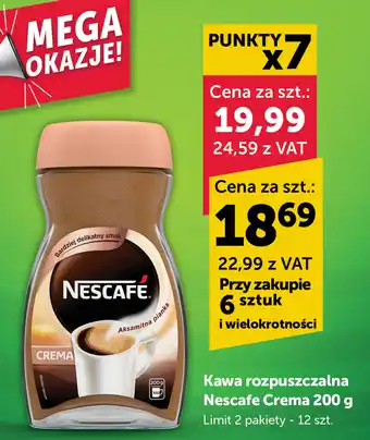 Eurocash Kawa rozpuszczalna Nescafe Crema 200 g oferta