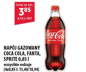 Eurocash NAPÓJ GAZOWANY COCA COLA, FANTA, SPRITE 0,85 L oferta