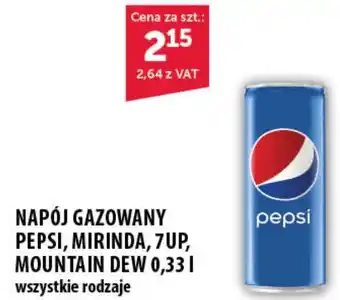 Eurocash NAPÓJ GAZOWANY PEPSI, MIRINDA, 7UP, MOUNTAIN DEW 0,33 L oferta