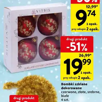 Intermarche Bombki szklane dekorowane 4 szt. oferta