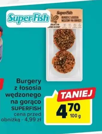 Carrefour Burgery z łososia wędzonego na gorąco SUPERFISH 100g oferta