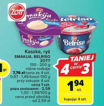 Carrefour Kaszka, ryż SMAKIJA, BELRISO ZOTT 130-200g oferta