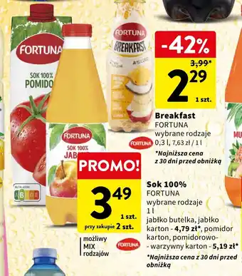 Intermarche Sok 100% FORTUNA 1 l oferta