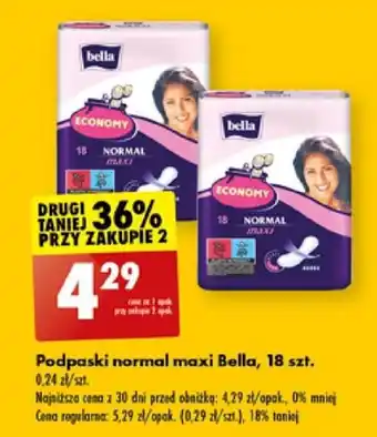 Biedronka Podpaski normal maxi Bella, 18 szt. oferta