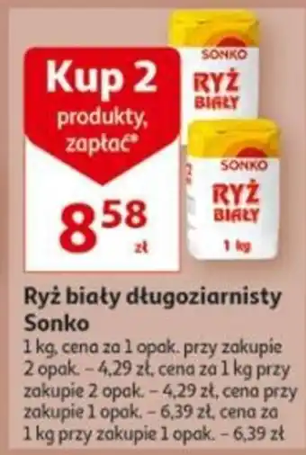 Auchan Ryż biały długoziarnisty Sonko 1kg oferta