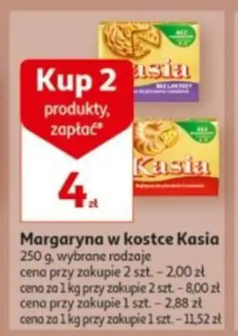 Auchan Margaryna w kostce Kasia 250 g, wybrane rodzaje oferta