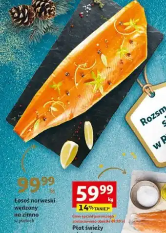 Auchan Łosoś norweski wędzony na zimno w płatach 1kg oferta