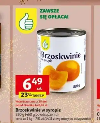 Auchan Brzoskwinie w syropie 820g oferta