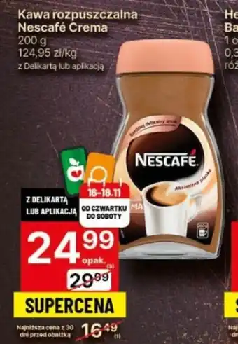 Delikatesy Centrum Kawa rozpuszczalna Nescafé Crema 200 g oferta