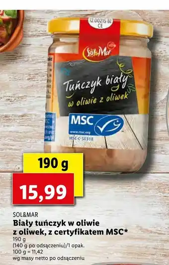 Lidl Biały tuńczyk w oliwie z oliwek, z certyfikatem MSC oferta