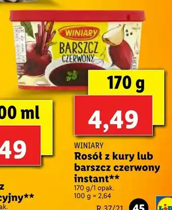 Lidl Rosół z kury lub barszcz czerwony instant oferta