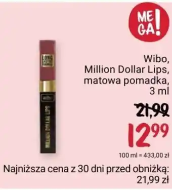 Rossmann Wibo Million Dollar Lips matowa pomadka 3ml oferta