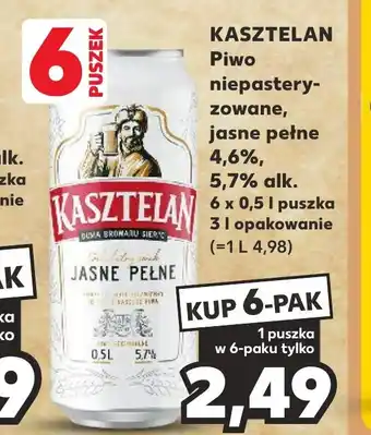 Kaufland KASZTELAN Piwo niepasteryzowane 6 x 0,5l oferta