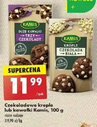 Biedronka Czekoladowe krople lub kawałki Kamis, 100 g oferta