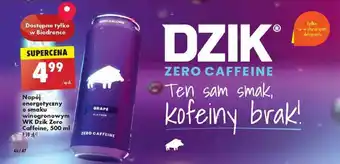 Biedronka Napój energetyczny o smaku winogronowym WK Dzik Zero Caffeine, 500 ml oferta